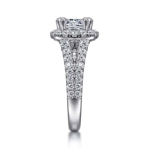 14K White Gold Cushion Halo Diamond Engagement Ring