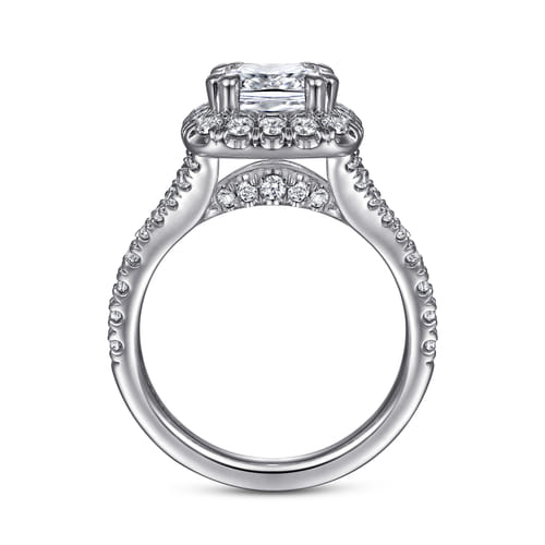 14K White Gold Cushion Halo Diamond Engagement Ring