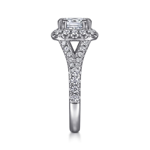 14K White Gold Cushion Halo Diamond Engagement Ring