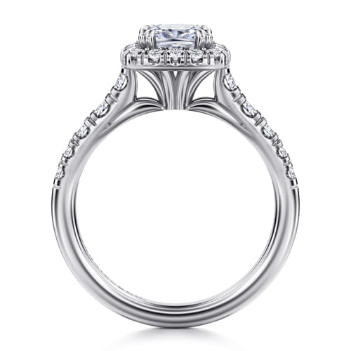 14K White Gold Cushion Halo Diamond Engagement Ring