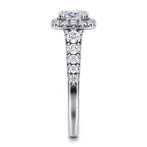 14K White Gold Cushion Halo Diamond Engagement Ring