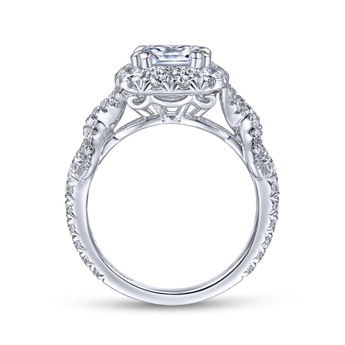 14K White Gold Cushion Halo Diamond Engagement Ring