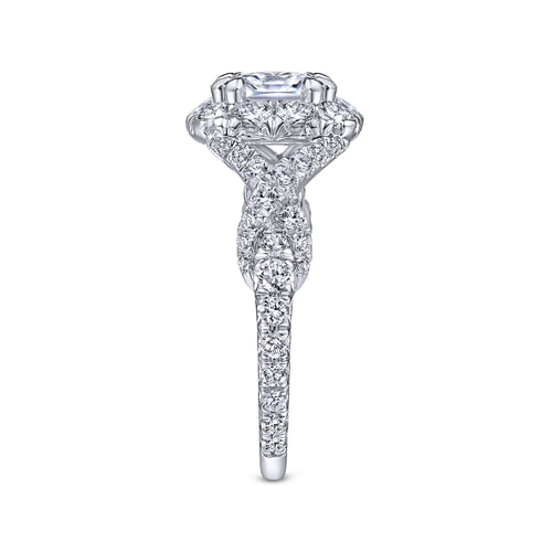 14K White Gold Cushion Halo Diamond Engagement Ring