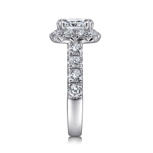 14K White Gold Cushion Halo Diamond Engagement Ring