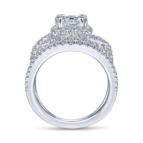 14K White Gold Cushion Halo Diamond Engagement Ring