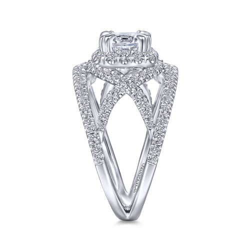 14K White Gold Cushion Halo Diamond Engagement Ring