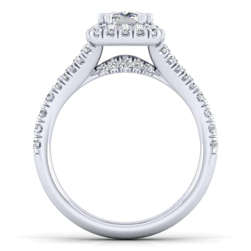 14K White Gold Cushion Halo Diamond Engagement Ring