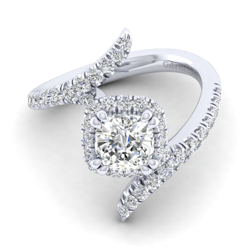 14K White Gold Cushion Halo Diamond Engagement Ring 14K White Gold Cushion Halo Diamond Engagement Ring