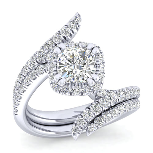 14K White Gold Cushion Halo Diamond Engagement Ring 14K White Gold Cushion Halo Diamond Engagement Ring