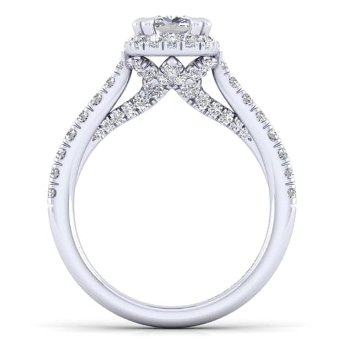 14K White Gold Cushion Halo Diamond Engagement Ring