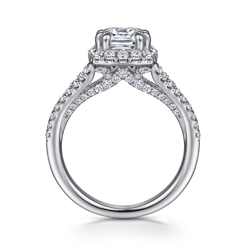 14K White Gold Cushion Halo Diamond Engagement Ring