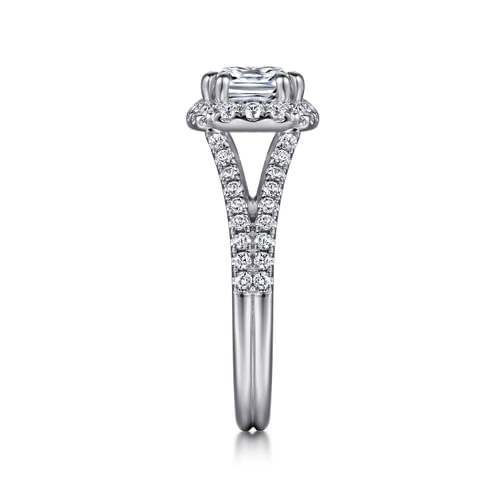 14K White Gold Cushion Halo Diamond Engagement Ring