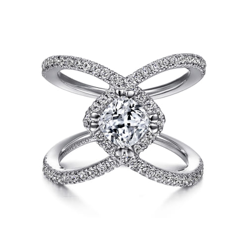 14K White Gold Cushion Halo Diamond Engagement Ring 14K White Gold Cushion Halo Diamond Engagement Ring