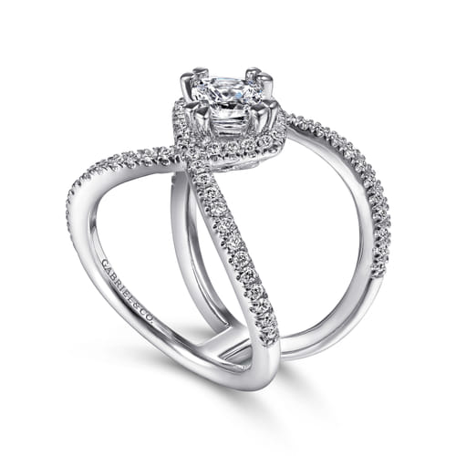 14K White Gold Cushion Halo Diamond Engagement Ring 14K White Gold Cushion Halo Diamond Engagement Ring