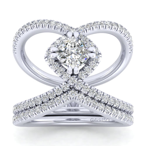 14K White Gold Cushion Halo Diamond Engagement Ring 14K White Gold Cushion Halo Diamond Engagement Ring