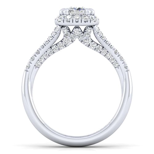 14K White Gold Cushion Halo Diamond Engagement Ring