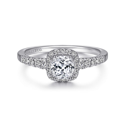 14K White Gold Cushion Halo Diamond Engagement Ring 14K White Gold Cushion Halo Diamond Engagement Ring