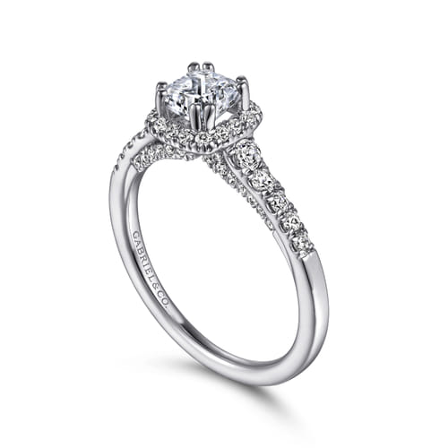 14K White Gold Cushion Halo Diamond Engagement Ring 14K White Gold Cushion Halo Diamond Engagement Ring