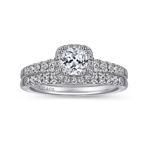 14K White Gold Cushion Halo Diamond Engagement Ring 14K White Gold Cushion Halo Diamond Engagement Ring