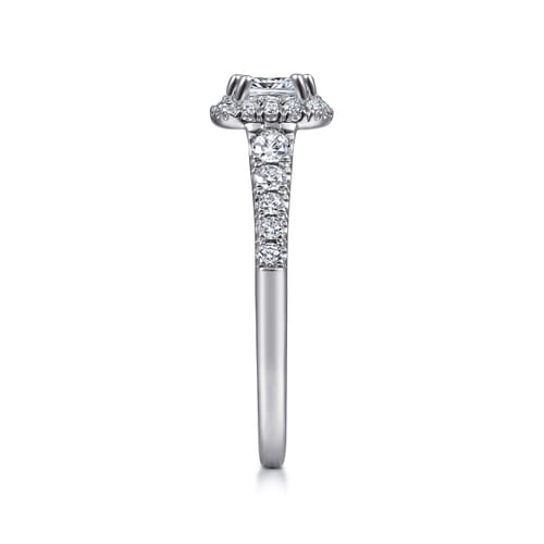 14K White Gold Cushion Halo Diamond Engagement Ring