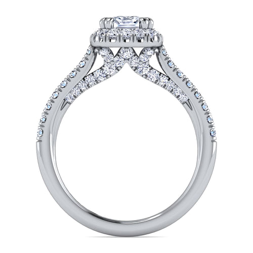 14K White Gold Cushion Halo Diamond Engagement Ring