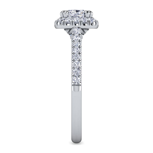 14K White Gold Cushion Halo Diamond Engagement Ring