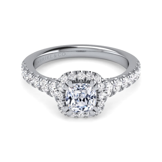 Gabriel - 14K White Gold Cushion Halo Diamond Engagement Ring Gabriel - 14K White Gold Cushion Halo Diamond Engagement Ring