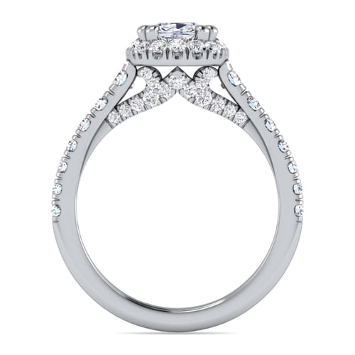 14K White Gold Cushion Halo Diamond Engagement Ring