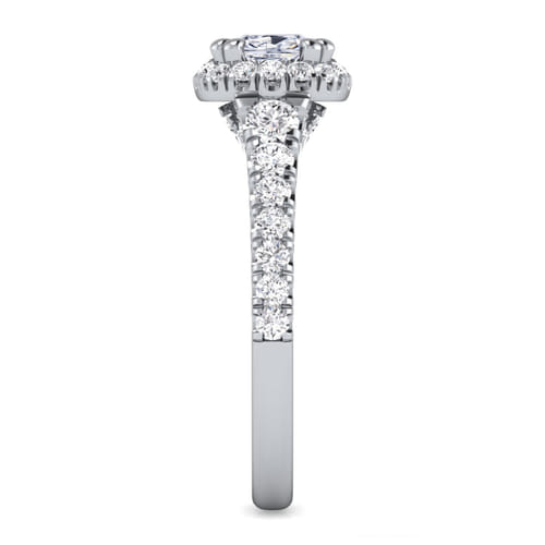 14K White Gold Cushion Halo Diamond Engagement Ring