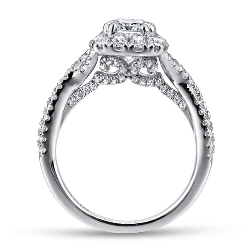 14K White Gold Cushion Halo Diamond Engagement Ring