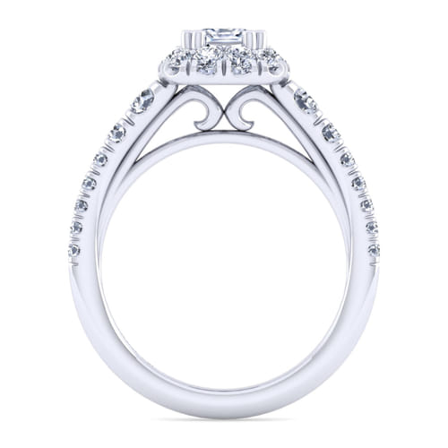 14K White Gold Cushion Halo Diamond Engagement Ring