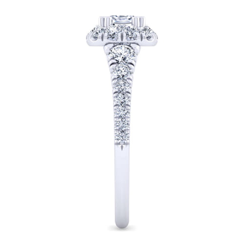 14K White Gold Cushion Halo Diamond Engagement Ring