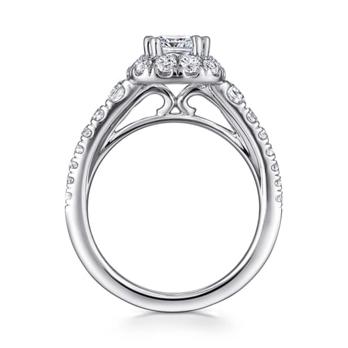 14K White Gold Cushion Halo Diamond Engagement Ring