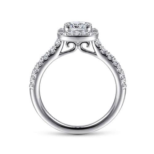 14K White Gold Cushion Halo Diamond Engagement Ring