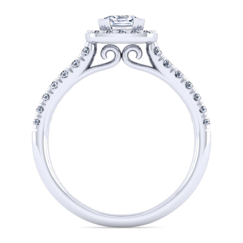 14K White Gold Cushion Halo Diamond Engagement Ring