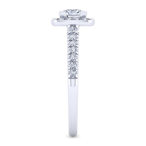 14K White Gold Cushion Halo Diamond Engagement Ring