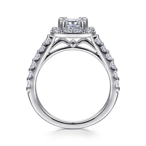 14K White Gold Cushion Halo Diamond Engagement Ring