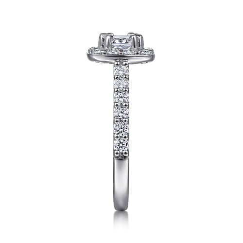 14K White Gold Cushion Halo Diamond Engagement Ring