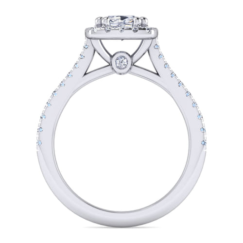 14K White Gold Cushion Halo Diamond Engagement Ring