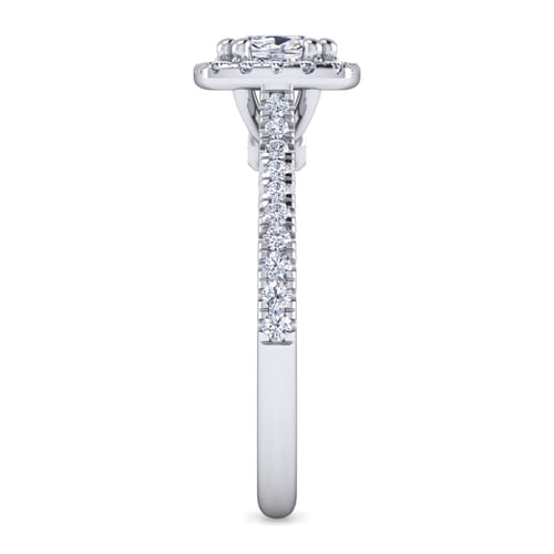 14K White Gold Cushion Halo Diamond Engagement Ring