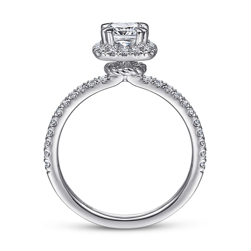 14K White Gold Cushion Halo Diamond Engagement Ring