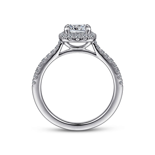 14K White Gold Cushion Halo Diamond Engagement Ring