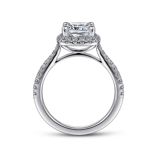 14K White Gold Cushion Halo Diamond Engagement Ring