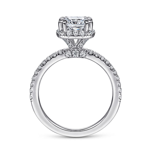 14K White Gold Cushion Halo Diamond Engagement Ring