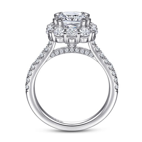 14K White Gold Cushion Halo Diamond Engagement Ring