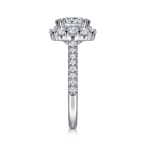 14K White Gold Cushion Halo Diamond Engagement Ring