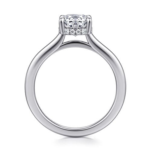 14K White Gold Cushion Halo Diamond Engagement Ring