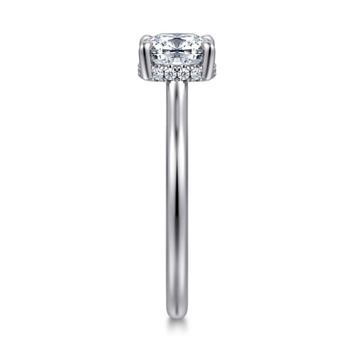 14K White Gold Cushion Halo Diamond Engagement Ring