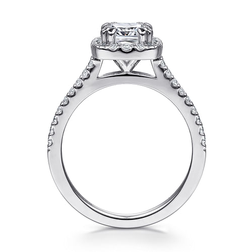 14K White Gold Cushion Halo Diamond Engagement Ring