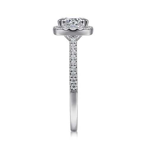 14K White Gold Cushion Halo Diamond Engagement Ring